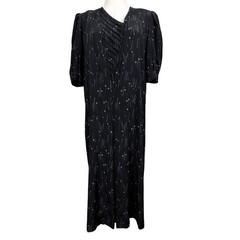 Rare Vintage Carlton Italy 100% Silk Black Midi Dress Made Italy Sheer Size 44