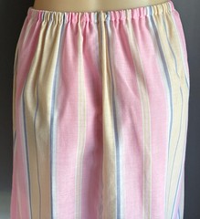 Vintage 1970 Skirt Elastic Waist Sze 16/18 Pastel Stripe Print Semi Sheer Fabric