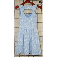 Vintage Dress Candies Heart Cut Out Back Size S/M 90s Periwinkle White Rose