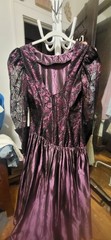 Vintage 80’s Loralie Original Purple & Black Taffeta Lace Punk Goth FL Dress 8
