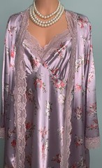 New Glossy Secret Satin Peignoir Set 3X Slip Dress Nightgown Robe Lingerie 2pc