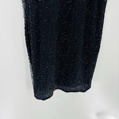 Vintage Stenay 100% Silk Dress Size 10 Womens Black Embroidered Sequin 1980’s