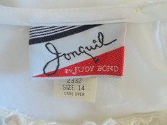 VTG JONQUIL by JUDY BOND White Short Sleeve Lace Detail Neckline Blouse Shirt 14