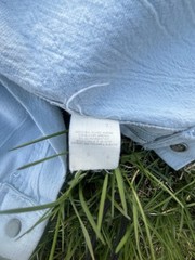 VTG 70s Rumble Seats by Wilkins Light Blue Bell Bottom Pants Distressed 29×30