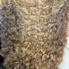VTG Fur Curly Collar & Lapels Leather Back 37”around 6” Wide At Collar ,Unknown