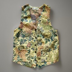 Vintage 90s Grandma’s Tapestry Rose Garden Waistcoat Cottagecore Woven Vest M/L
