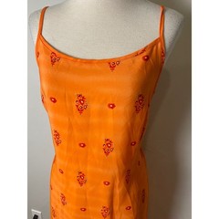 Vintage California Concepts 90s Orange Floral Maxi Dress Tie Back Size 9