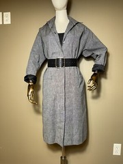 Vintage 80s Evan Picone Black White Micro Check Coat Trench Coat Lightweight