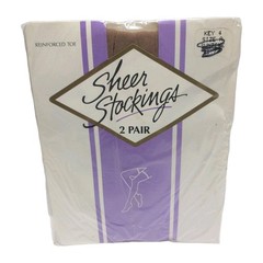Vtg K-Mart 2 Pair Nylon Garter Seamless Stockings “Suntone Sz A” Reinforced Toe