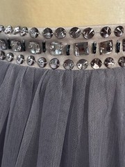VTG Camille La Vie Gray Tulle Maxi Skirt Size 3 Beaded Waist Fairy Princesscore