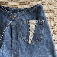 VTG 90s Y2K St. Maarten Dallas Denim Wrap Skort Sz 4/6 Western Cowgirl Rodeo