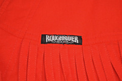 Vintage Western Pearl Snap Shirt Roughrider Size M 80s Orange Fringe Made USA