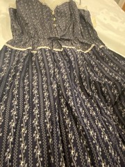 JCPenney navy cotton sun dress spaghetti straps floral lace prairie NWT Large