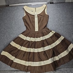 Alison Ayres Original Brown And Cream Polka Dot Vintage Dress