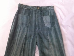 RARE Vtg 70s Ms LEE Hi Waist Green Tie Dye Cord WIDE Leg Bell Bottom Pants 26/28