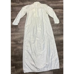 Vintage Character Nightgown Womens Small White Long Sleeve Pleated Bib Maxi Gown