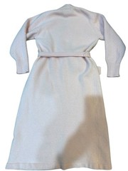 Mollie Parnis 70’s Long Baby Pink Lamb Wool and Rabbit Hair Belted Robe Rare