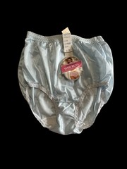 NEW Vtg Maidenform Wise Buys Nylon Granny Brief Panties Sz 6 Lace Trim Light Blu