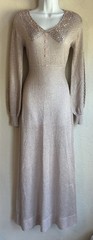 Vintage 1970’s Wenjilli Knit Maxi Dress 7 8 Dusty Pink Metallic Lurex Disco