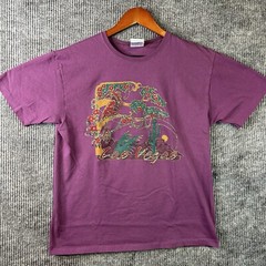 Vintage Las Vegas T Shirt Women’s Large Single Stitch Purple Made In USA