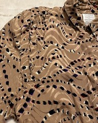 Vtg 80’s Francesca of Damon Starington Silk Button Up LS Top Wm 12 Tan Multi