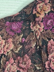 Vtg 90s Black Rose Floral Dress Nostalgia L Rayon Crinkle Crepe Goth Craft Boho