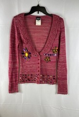 Vintage Y2K D&G Dolce & Gabbana Women’s Pink Embellished Ruffle Cardigan Sz 40