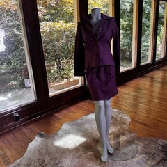 Vintage Pendleton Womens Purple Plum Cotton Skirt Suit Set Size 8 Academia