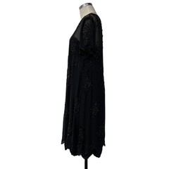 Vintage D’ore Womens Size 12 Black Beaded Sheer Dress Slip Set