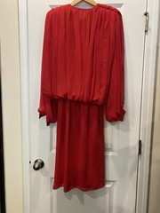 Vintage Fuchsia Wayne Clark Alone Marelle Sheer Sleeve Knee Length 80’s Dress 8