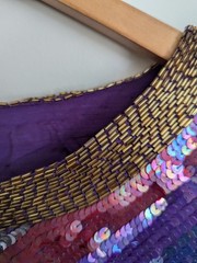 80s 90s Vintage Sequin Beaded Silk Top Art To Wear Cocktail Evening 2X Plus Glam