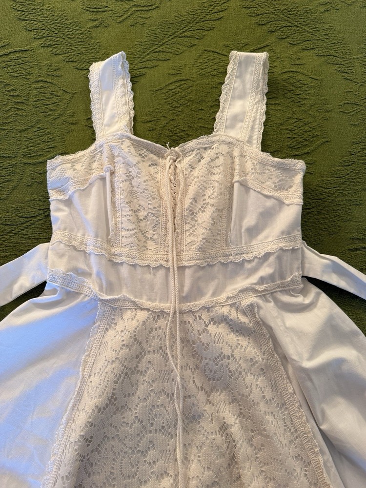 Vintage 70’s 80’s Gunne Sax Boho Cotton & Lace Dress