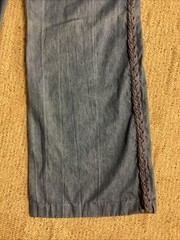 Vtg 1970s Militaires 12.5” Bell Bottom Denim Jeans W / Braided Sides 26 X 30