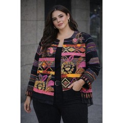 NWT Vintage Colorful Embroidered Folk Art Jacket Boho Statement Plus Size 3XL