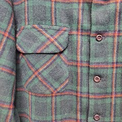 Vintage PENDLETON Shirt Womens XL Green 100% Wool Plaid Flannel Pocket Button Up