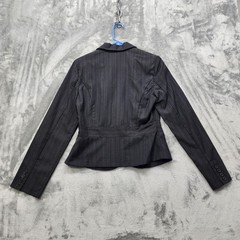 Vintage B-Wear Byer California Blazer Womens L Black Blue Pinstripe Lined Preppy