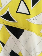 EMILIO PUCCI Shift Dress Sleeveless Tank Mod Print Cotton Knit Yellow Size 6