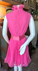 Vintage Miss Elliette Pink Sleeveless Pleated Mini Party Dress Chiffon Skirt