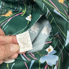 Vtg 70’s Women’s Shift Dress Green Retro Floral Print Polyester 32” W 40” L