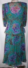 Judy Hornby Couture 1980’s Silk Formal Skirt Set sz. 8 Teal floral