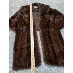 Pinneke Furs Womens Brown Vintage Mink Fur Wrap Capelet Monogrammed MCM 4 Pocket