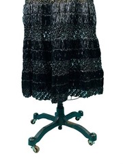 Vintage 1950s Straw Skirt Black Raffia Hawaiian Pin Up Hula Girl W 26″