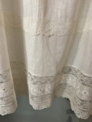 Lovely Antique 1900 Edwardian White Cotton Petticoat Lace Trim Drawstring Skirt