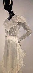 EDWARDIAN TEENS WHITE BATISTE TEA DRESS W VALENCIENNES LACE + FLARED SIDE SKIRT