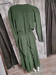 M VTG 80s Spencer Alexis 80s Does 40s dress Flowy Chiffon Peplum Midi Elastic W