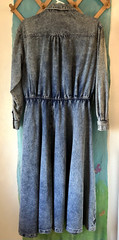Vintage Long Jeans DRESS, Embroidered, Metallic Threads, Elastic Waist, Sz L-XL