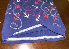 Vintage 1940s/50s Handmade Skirt US Navy Blue Embroidered Anchors w/ Lace Lining