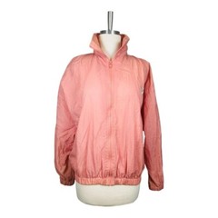 Pony Windbreaker Jacket Womens Medium Pink Vintage 80s 90s Full Zip Nylon Retro