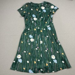 Vtg 70’s Women’s Shift Dress Green Retro Floral Print Polyester 32” W 40” L