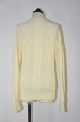 70s Vintage Cream Acrylic Chunky Cable Knit Crewneck Fisherman Sweater Women S M